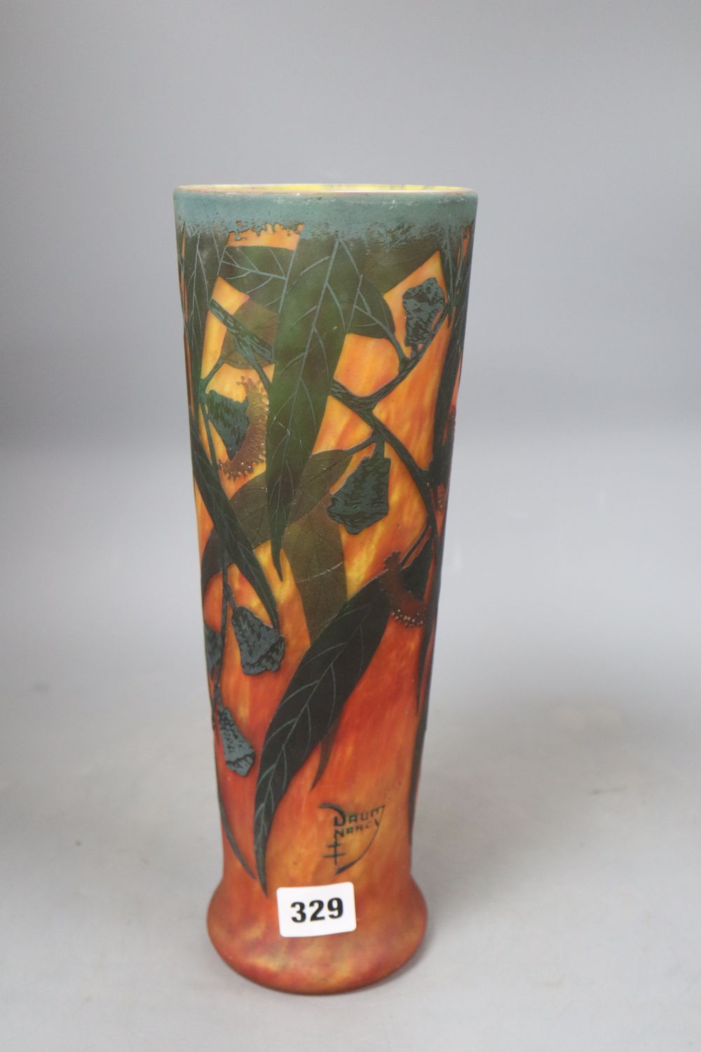 A Daum Nancy style glass vase, height 32cm